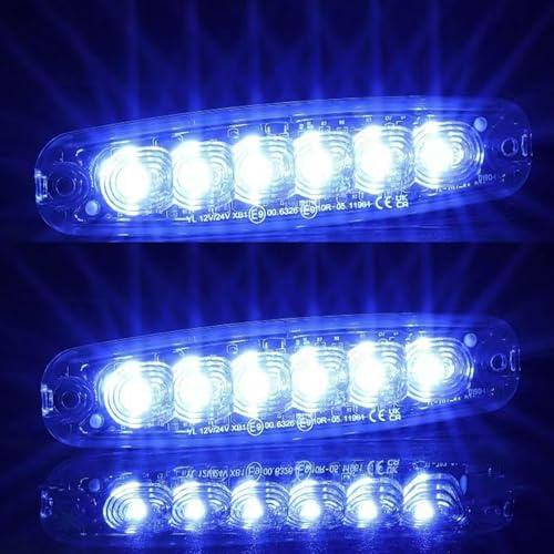 AGRISHOP 2 piezas Azul Luz Estroboscópica Intermitente de Advertencia de Emergencia Peligro led Homologados Luces Beaco Peligro Estroboscópico Intermitente Luz para 12v24v Delanteras Traseras Vehículo