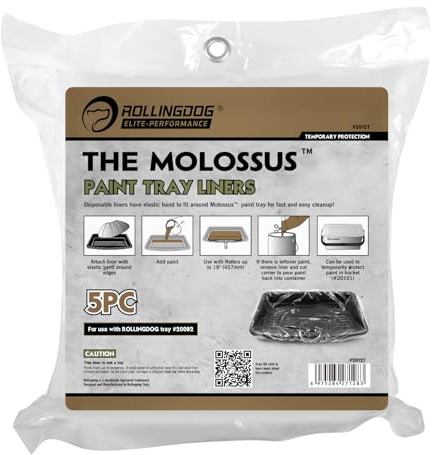 ROLLINGDOG Recubrimientos para Bandejas de Rodillos de Pintura - 5 Piezas Uso con Bandeja de Pintura,Fácil de Limpiar y Cambiar Colores de Pintura