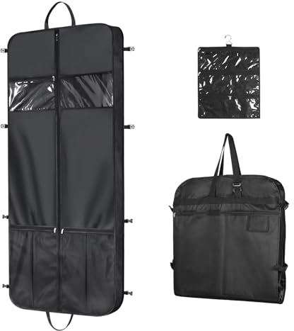 Univivi Kleidersack Lang 152 x 60 cm, Kleidersäcke mit Zubehörtasche, Kleidersack Lang mit 5 Reißverschluss Taschen, Kleidersack mit Schuhfach, Atmungsaktive Kleidersack Reise für Abendkleider