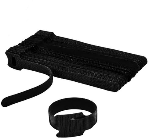 Paquete de 50 correas de gancho ajustables para organizar cables de datos, cable de PC y cable de TV, 12 x 250 mm