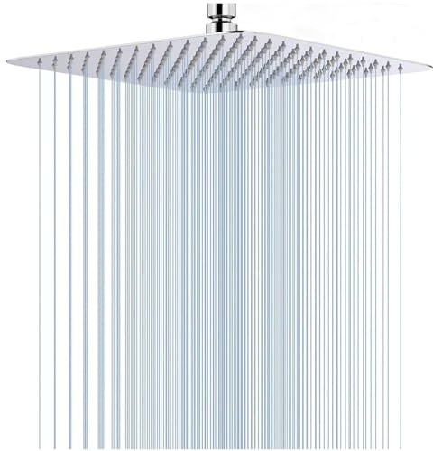 AUYI Regendusche Duschkopf,12 Zoll Edelstahl Regenbrause Anti-Kalk-Düsen Duschkopf, Selbstreinigende Regenduschkopf Quadratisch 30 * 30cm