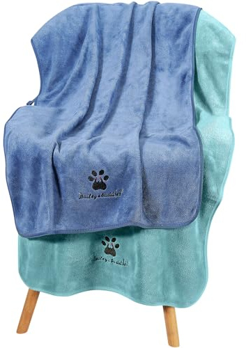 Bailey & buddies Super Absorbent Dog Towels (2 Pack) – Quick Dry Microfibre Pet Towel for Wet Dogs & Cats | Soft, Lightweight, Fast Drying Bath Towels 100x50cm