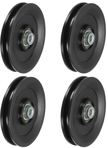 PATIKIL Universal Bearing Pulley Wheel 115mm/4.5, 4 Pack Nylon Bearing Pulley Wheel Lifting Bearing Wheel Replace for Gym Equipment Part Cable Machine