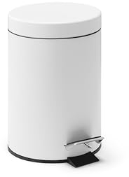 Linsar - Mülleimer - Edelstahl Mini Badezimmer Mülleimer mit Absenkmechanismus, Leise WC Hygiene Mülleimer mit Deckel, Klein Toilette Kosmetikmülleimer mit Schwingdeckel (Weiß)