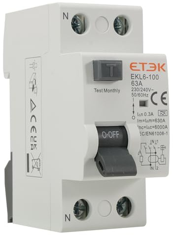 Interrupteur différentiel super immunisé 63 A 300 mA Type A - Protection contre les incendies et les fuites - 1P+N 6kA