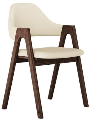 Matstolar Massivträstolar i kinesisk stil med mjukt stoppat ryggstöd for hem/hotell(Off-white)