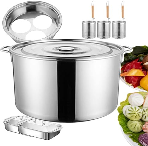 Juego de Olla Comercial para Espaguetis y Fideos, Olla de Acero Inoxidable con colador, Utensilios de Cocina multifunción para Puestos callejeros.