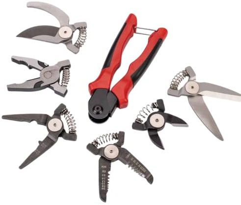 PROFI-PARTNER Pinza multifunzione 6 in 1 con inserti intercambiabili | Set di pinze con pinza combinata, taglierina laterale e pinza spellacavi | Strumento professionale per fai da te in pratica