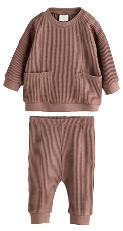 NEXT Bambini Completo 2 pezzi bebè con maglia e leggings 100% cotone Marrone Cioccolato 9 Mesi-12 Mesi