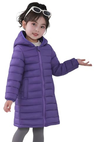 Generisch Chaqueta de plumón para niña, extra cálida, acolchada, gruesa, de invierno, para niños y adolescentes, diseño largo hasta la rodilla