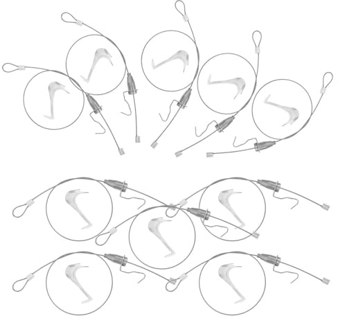 Alipis 12 Juegos Kit de Colgadores para Cuadros con Ganchos Ajustables y Cables Invisibles Sistema de Suspensión para Galerías y Exposiciones Montaje sin Herramientas para Decoración