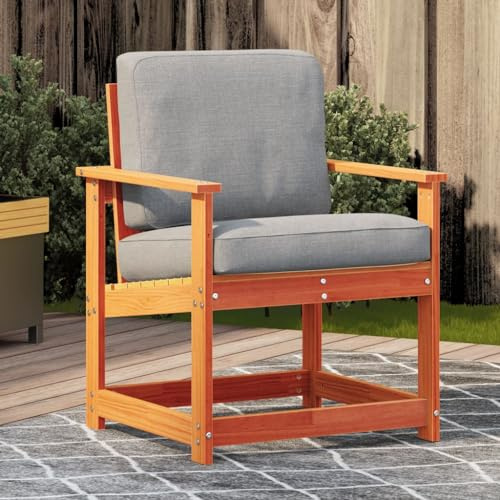 Hoopleep Trädgårdsstol massivt trä furu, vaxbrun 62 x 56 x 77 cm, robust terrassstol för utomhusbruk, balkong, trädgård, bekväm sittupplevelse