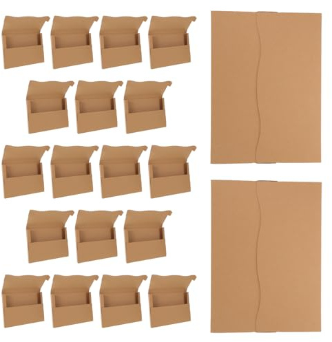 DIYEAH Scatola per Spedizione Dischi Vinile e Libri in Carta Kraft Ecologica 310x226x28mm Set 20 Pezzi, Resistente Agli Urti e Impilabile per Imballaggio e Stoccaggio Postale