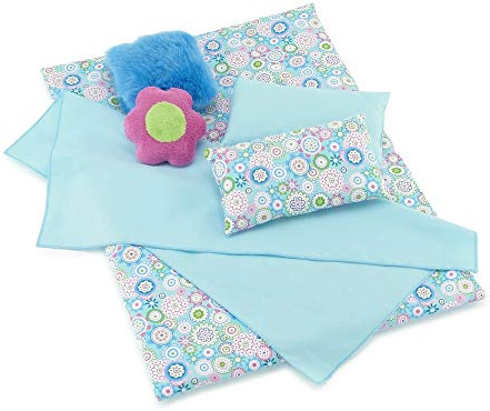 Emily Rose 18 Inch Doll Bedding Set - Groovy 6 Piece Plush Reversible Bedroom Accessories Set with Reversible Comforter, Sheet & 4 Pillows - Fits American Girl Dolls & 15-19 Doll Beds Cribs & Cradles