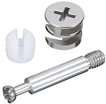 Furniture Cam Fitting with Dowel and Pre-Inserted Nut 10 Pack(Plastic Expansion)