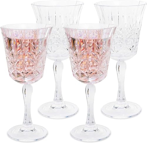 BELLAFORTE Shatterproof Tritan Wine Glass, Set of 4, 10oz - Myrtle Beach Plastic Wine Glasses - Unbreakable Wine Goblets for Indoor and Outdoor Use - BPA Free - Dishwasher Safe - Clear