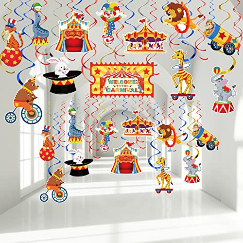 Zonon 30 Decorazioni a Spirale da Appendere per Carnevale Forniture per Feste di Animali da Circo Colorati Stelle Filanti da Circo a Doppia Faccia per Soffitto per Compleanno