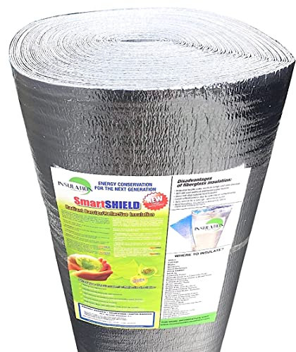 SmartSHIELD -1.5mm 48 x200ft Reflective Insulation roll 800 Sq. Ft., Foam Core Radiant Barrier, Thermal Insulation Shield - Foil / Foil