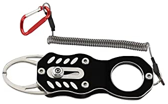 Fishing Lip Gripper, Grip Tackle Fish Lip Holder Trigger Clamp Fish Grabber Gripper Fishing Multitool Pliers, Fishing Gifts for Men Black