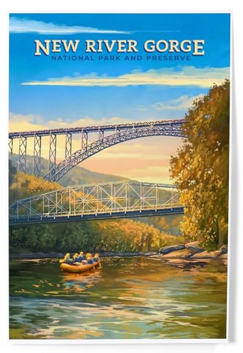 Lantern Press 8x12 Art Print, New River Gorge National Park and Preserve, Oil Painting