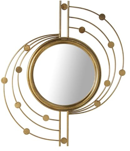 Alexandra House Living Espejo de Pared Dorado Metal 66 x 3 x 78 cm Redondo