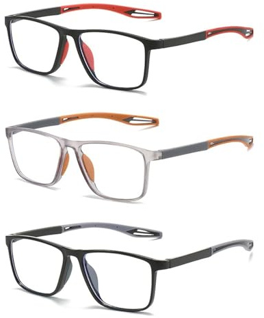 Hubeye 3 Pares Gafas de lectura deportiva para mujeres y hombres ultraligeras anteojos de lectura gafas anti luz azul 2.50