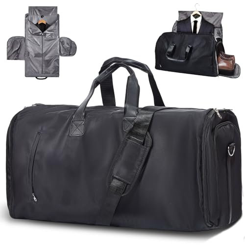 SINZUX Convertible Travel Garment Bag, Carry on Garment Duffle Bags with Shoe Compartment, 3 in 1 Waterproof Hanging Suit Suitcase Business Travel Bag, Suit Carrier Bag with Shoulder Strap for Men