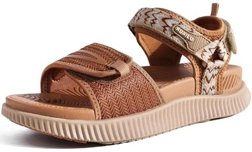KuaiLu Sandali Trekking Donna Comode Camminata Ortopediche Fascite Plantare Arch Support Sportivi Sandalo Estive Leggero Aperte Regolabile Khaki 39