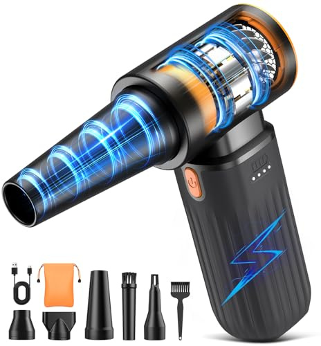Compressed Air Duster, 260000RPM Cordless Electric Air Blower with Brushless Motor, 3-Speed Adjustable & Rechargeable – Powerful Dust Cleaner for Keyboard, Computer, Car, Outdoor, Air Bed