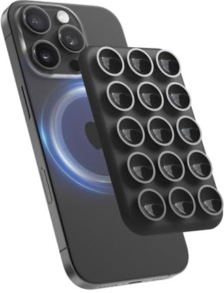 elago Support Téléphone à Ventouse Magnétique Compatible MagSafe, Poignée en Silicone Amovible pour iPhone, Selfies/Vidéos Mains Libres pour Influenceurs/Créateurs TikTok & Instagram (Noir)