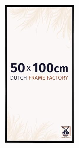 Dutch Frame Factory - Cornice 50x100 cm - Nero Opaco - Cornice per foto in Plastica con vetro plastico Antiriflesso - Cornice portafoto 50x100 cm - Easy