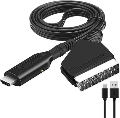 YUWJOOWEE HDMI auf Scart Konverter, 1080P Adapter HDMI auf Scart Video Audio Wandler, Hdmi auf Scar t Kabel für TV STB VHS Xbox PS3 Sky Blu-ray DVD usw