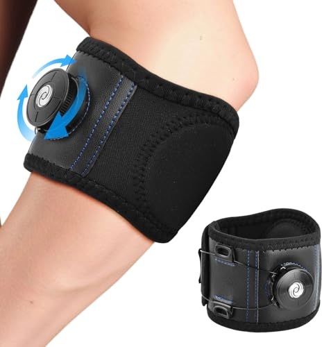 Hontaog Tennis Elbow Support, Adjustable 23-29 cm, Elbow Brace for Men Women, Arm Compression Sleeve, Elbows Pads Wraps Strap, Forearm Support for Tennis Golfer's Pain Relief, Black