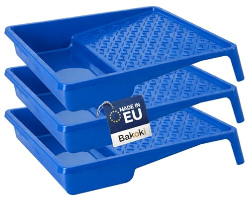 BAKOKI 3 vasche da bagno di colore 33 x 35 cm, per pittura da parete, in plastica blu, larghezza 33 cm, lunghezza 35 cm, accessori per pittura, decorazione