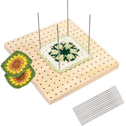 ROVENLIFEGO Crochet Blocking Board and Pins Set, 20x20cm