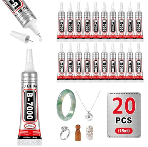EBANKU 20PCS 15ml B7000 Glue Clear Super Adhesive Bedazzling Glue