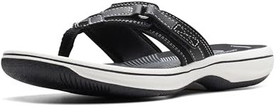 Clarks Women's Breeze Sea Flip Flop, New Black Synthetic, 4.5 UK M