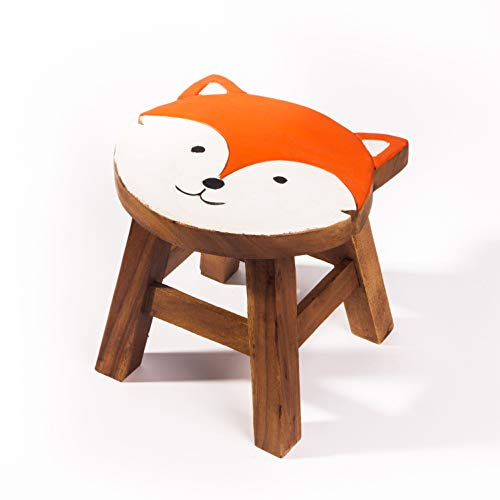 Kinderhocker, Schemel, Kinderstuhl massiv aus Holz mit Motiv Fuchs, 25 cm Sitzhöhe für unsere Kindersitzgruppe
