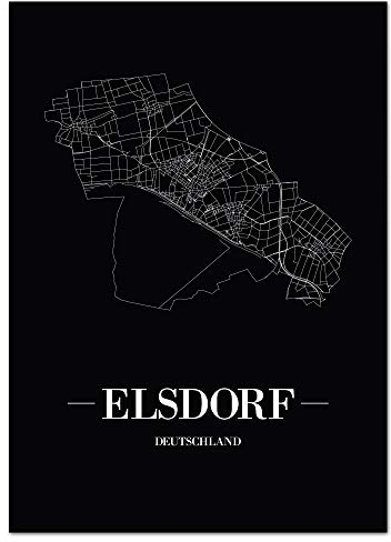 JUNIWORDS Stadtposter - Wähle Deine Stadt - Elsdorf - 21 x 30 cm Poster - Schrift A - Schwarz