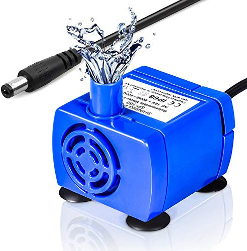 Bomba para Fuente de Flores para Gatos, Bomba de Agua Sumergible, Bomba de Agua Ultra Silenciosa para Acuarios para Mascotas, Bomba de Agua Eléctrica de 12 V, Fuente de Agua para Mascotas de 1,6 L