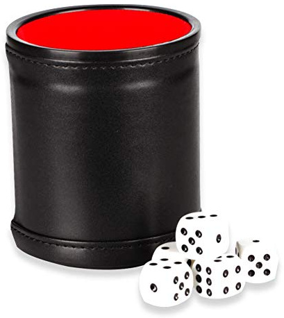 Leatherette Dice Cup Set with 5 Professional Dice for Yahtzee, Casino, Farkle, Party Favors
