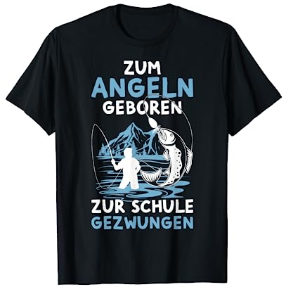 Zum Angeln Geboren Angler Fischer Kinder Junge Angel T-Shirt
