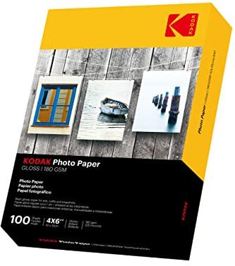 KODAK 100 Blatt 10 x 15CM Inkjet 180 g/m2 Fotopapier Hochglänzend, Sofort Trocken und Wasserfest - Speziell entwickelt für alle Tintenstrahl-Inkjetdrucker - Keine Einzugsprobleme Geeignet