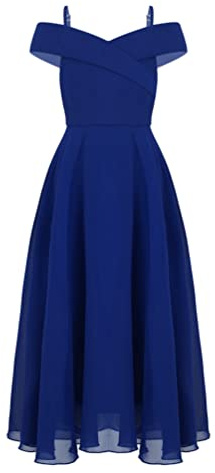 iiniim Robe Cérémonie Soirée Cocktail Enfant Fille Robe Épaules Denudee sans Manches Demoiselles d'honneur Princesse Robes Mousseline De Soie 4-16 Ans