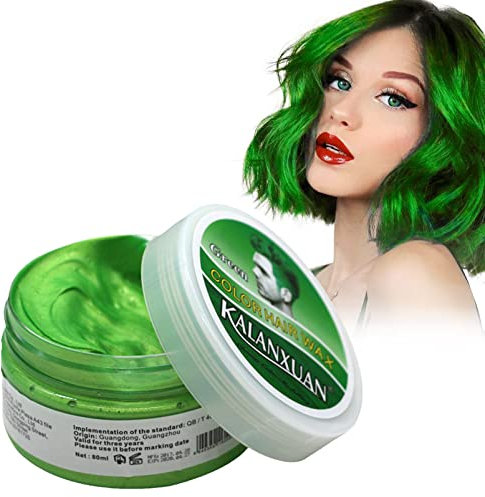 Temporary Hair Wax Colour, Green Hair Spray Temporary, Green Hair Dye, Hair Wax Hair Style Dye Mud, Hair Spray Colour, Wash Out Easily for Men Women Instant Styling 100g