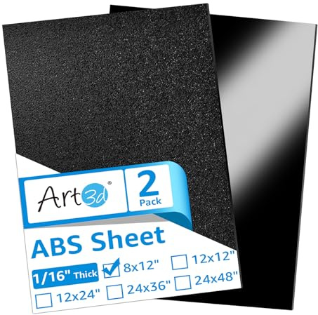 Art3d ABS Plastic Sheets 1/16 Inch Thick 8x12, 2 Pack - Thermoform Two-Sided Rigid ABS Sheet (Textured Plastic Front & Smooth Back)