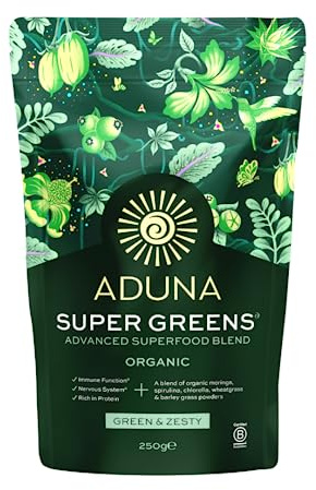 Aduna Miscela biologica Super Greens | Polvere superfood naturale al 100% per supporto immunitario ed energia, miscela mescolabile con oltre 10 supercibi, moringa e altro, polvere vegana per frullati