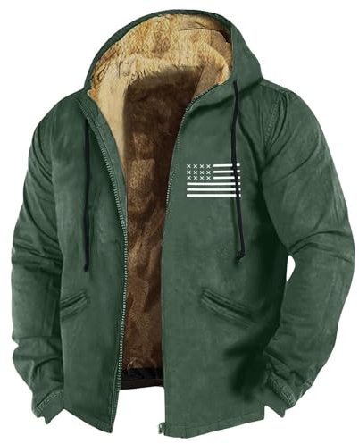 Fleece Jacke Herren Karo-Jacke Drückjagd Jacke Herren Sweatjacke Herren Winter Arbeitsjacke Herren Hoody Herren Fahrrad Windjacke Herren Fahrradmantel 28 Zoll 42-622 (Dark Green, 7XL)