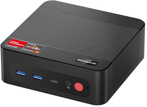 BOSGAME P4 Plus Dual 2.5G LAN minispelPC, AMD Ryzen 7 5825U-processor (upp till 4,5 GHz), Windows 11 Pro minidator, 16 GB DDR4 RAM, 512 GB PCIe 3.0 SSD, mini-spelstationär dator