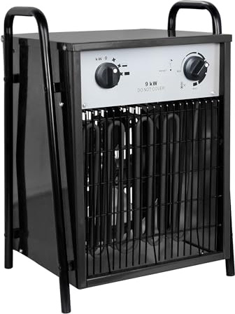 Aufun Heizlüfter Elektroheizung 9KW Profi-Industrie Heizgerät Elektroheizer Heizstrahler Heizgebläse mit 4 Heizstufen, Überlastschutz, ideal für Innen- und Außeneinsatz(9000W,Schwarz)